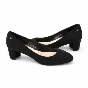 JONES NEW YORK Women's Black Faux Suede PENELOPE Low Chunky Block Heels Pumps 9